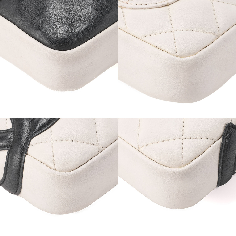 Chanel Cambon Matelasse Calfskin Shoulder Bag White Black Chain - Picture 5 of 9